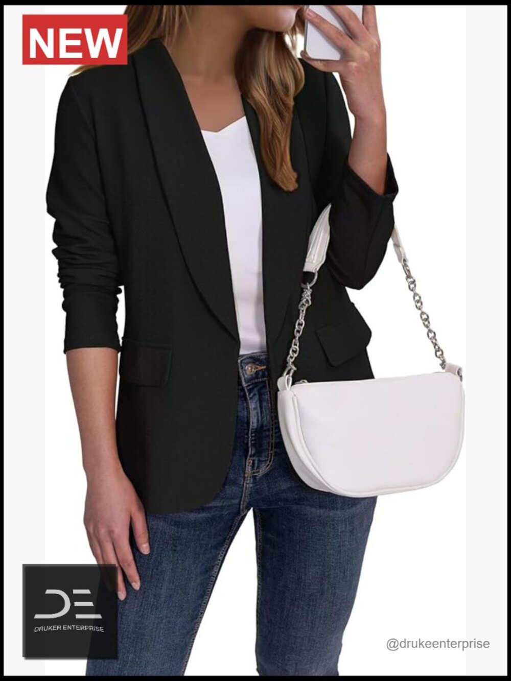 Women's Blazer Business Casual Lapel Collar Long Sleeve Open Front Work Office - Picture 1 of 7